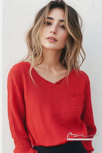 Casual Red Top Beachy Waves Style Inspiration for Effortless Look